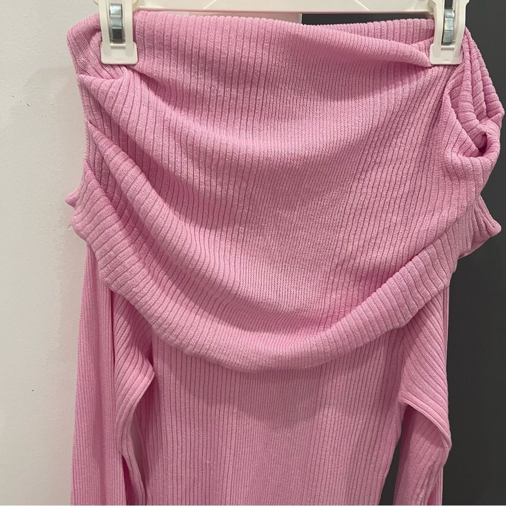 NEW SER.O.YA Mini Dress Pink Knit Galli Off Shoulder Long Sleeve size M - Picture 4 of 10